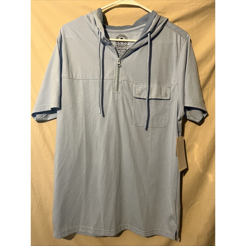 Akademiks Essential Young's Men's Light Blue‎ Hoodie Shirt Med Short Sleeve NWT